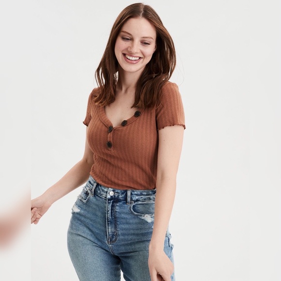 Black Asymmetrical button henley - Picture 5 of 5